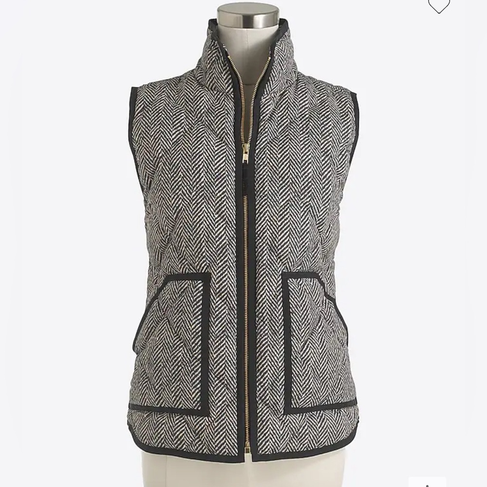 J.CREW FACTORY PUFFER VEST HERRINGBONE XXS